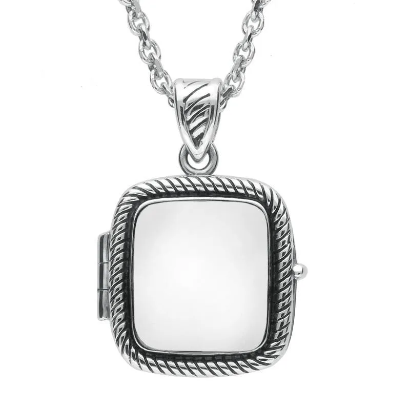 Sterling Silver Bauxite Cushion Rope Edge Locket sold by Jura Watches