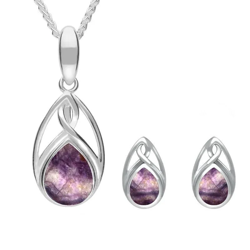 Sterling Silver Blue John Pear Celtic Two Piece Set sold by Jura Watches