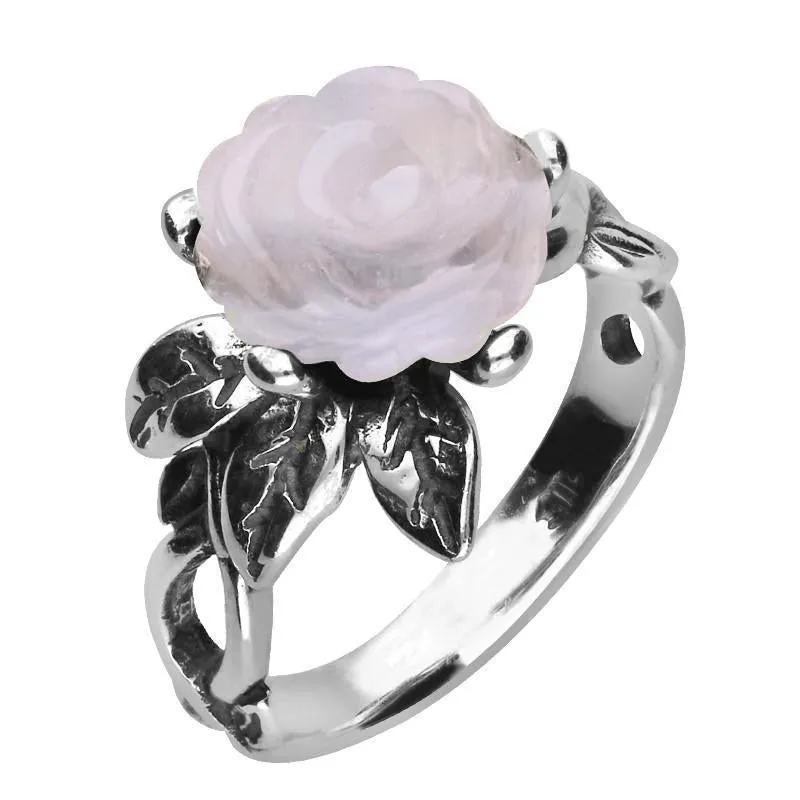 Sterling Silver Blue Chalcedony Tuberose 10mm Rose Leaf Twist Ring sold by Jura Watches
