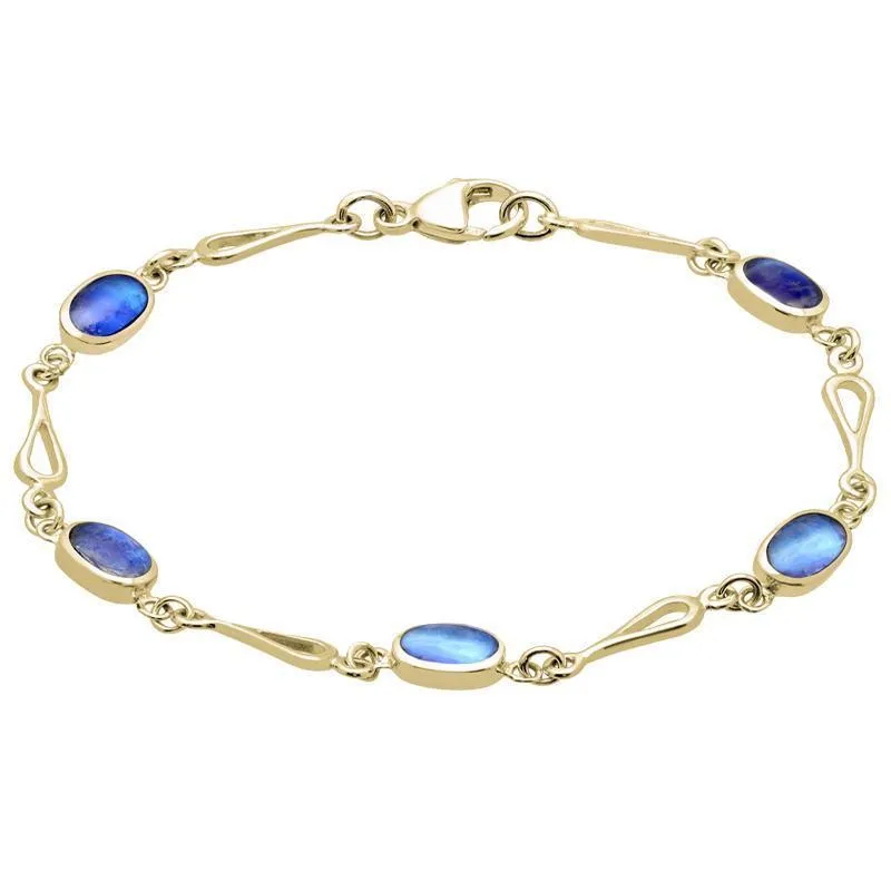 Yellow Gold Moonstone Oval Spoon Link Bracelet sold by Jura Watches
