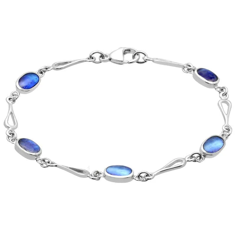 Sterling Silver Moonstone Oval Spoon Link Bracelet sold by Jura Watches