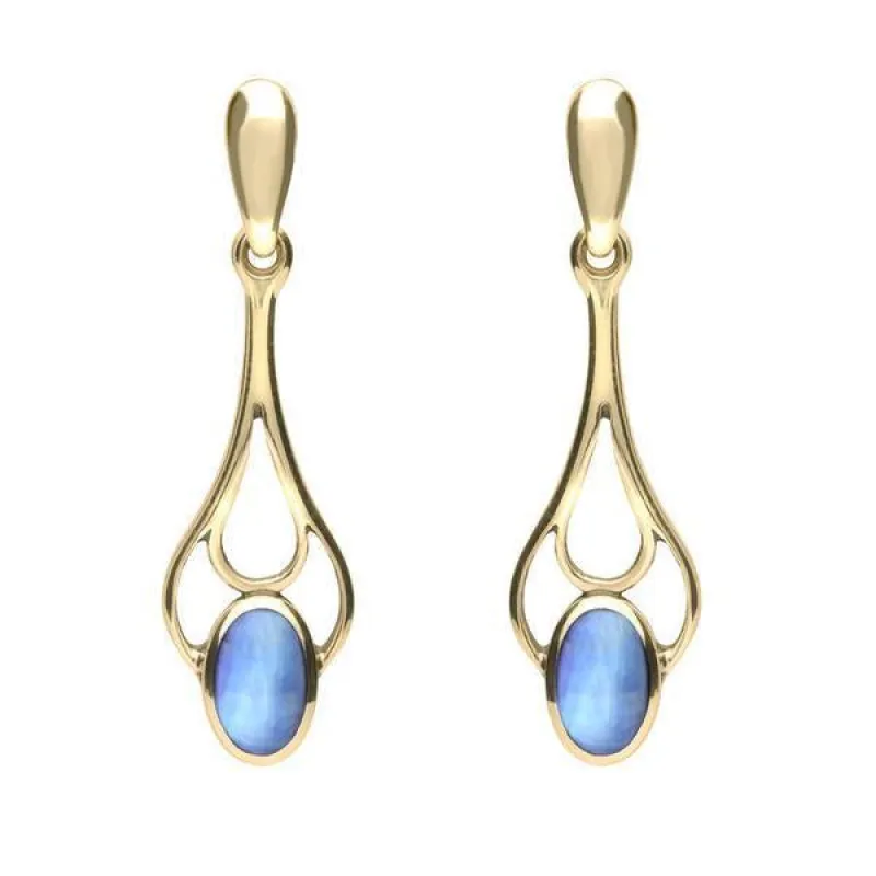 9ct Yellow Gold Moonstone Spoon Drop Earrings sold by Jura Watches