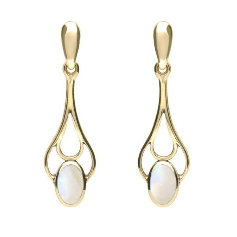 18ct Yellow Gold Moonstone Spoon Drop Earrings sold by Jura Watches