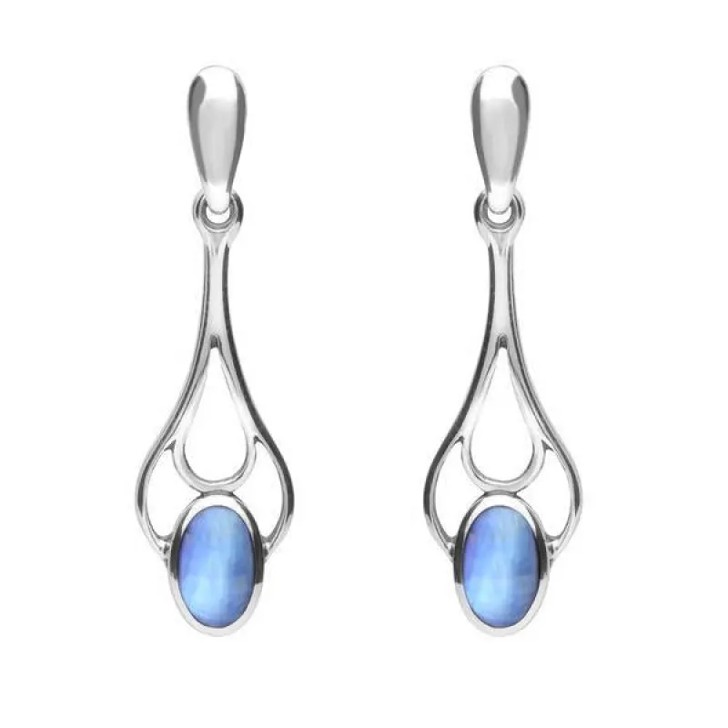 Sterling Silver Moonstone Spoon Drop Earrings sold by Jura Watches