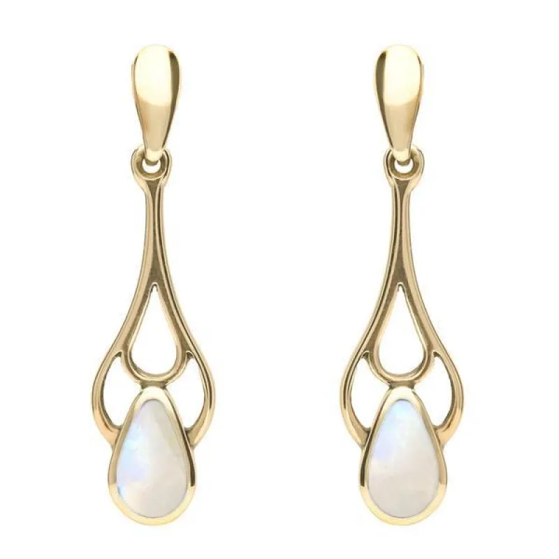 18ct Yellow Gold Moonstone Pear Spoon Earrings sold by Jura Watches