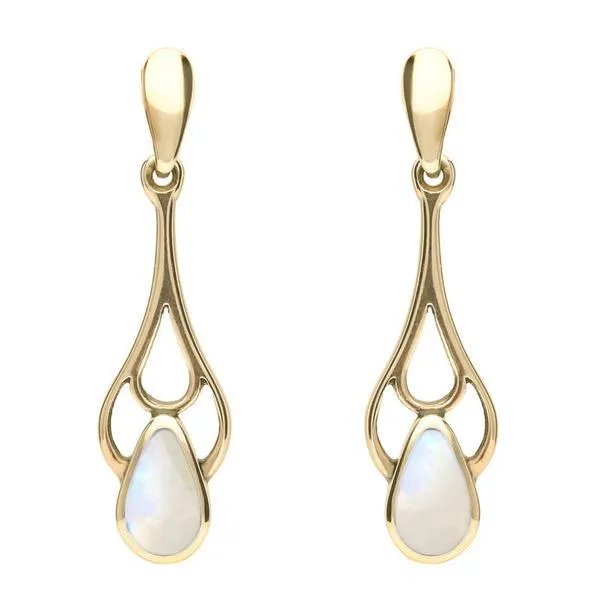 18ct Yellow Gold Moonstone Pear Spoon Earrings sold by Jura Watches