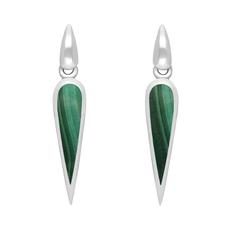 Sterling Silver Malachite Toscana Slim Pear Drop Earrings sold by Jura Watches