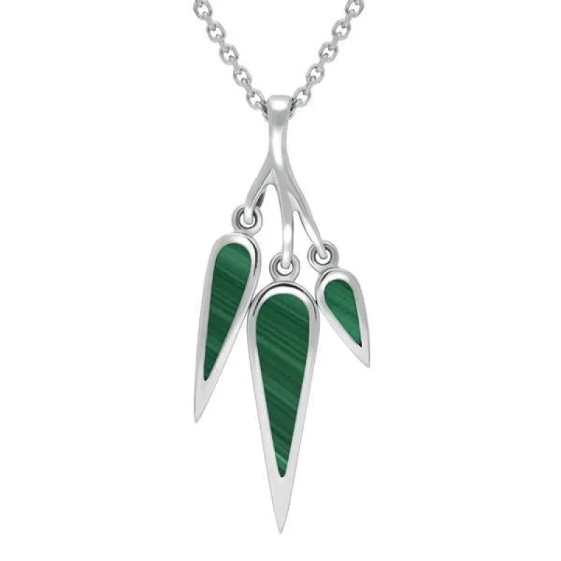 Sterling Silver Malachite Toscana Three Drop Graduated Necklace sold by Jura Watches