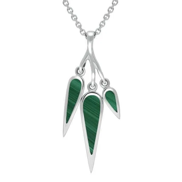 Sterling Silver Malachite Toscana Three Drop Graduated Necklace sold by Jura Watches