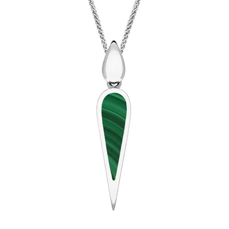Sterling Silver Malachite Toscana Pear Drop Necklace sold by Jura Watches