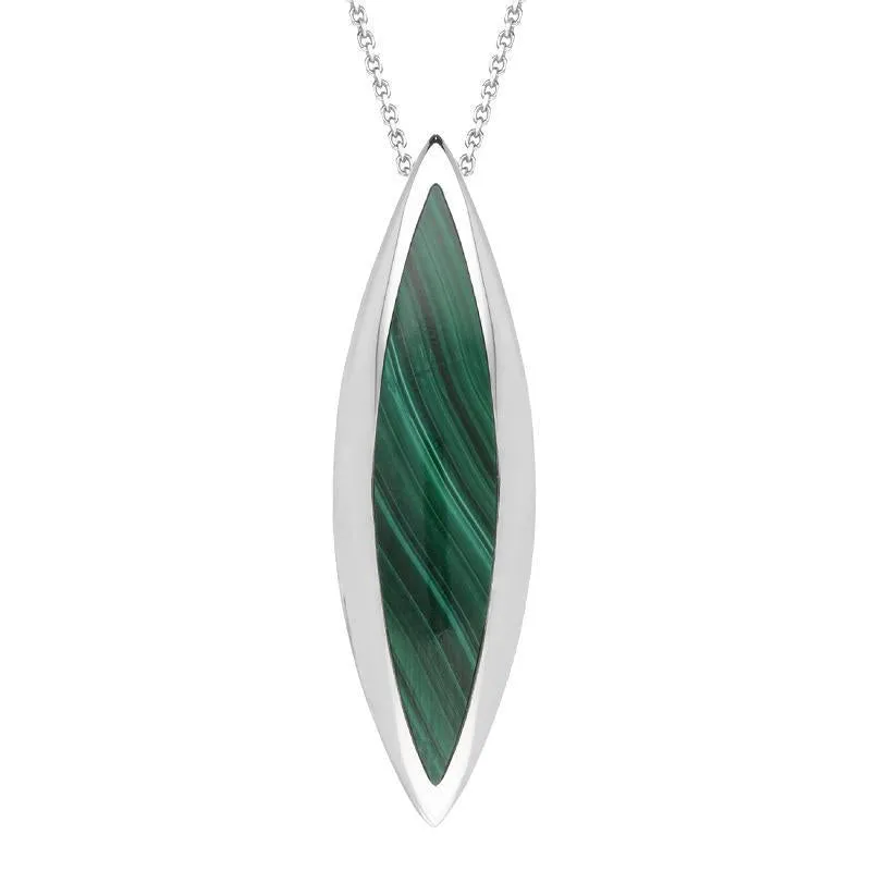 Sterling Silver Malachite Toscana Long Marquise Necklace sold by Jura Watches