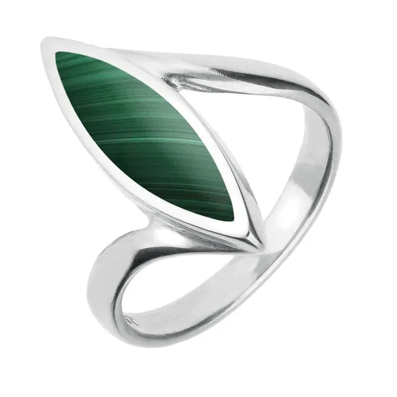 Sterling Silver Malachite Toscana Twist Marquise Ring sold by Jura Watches
