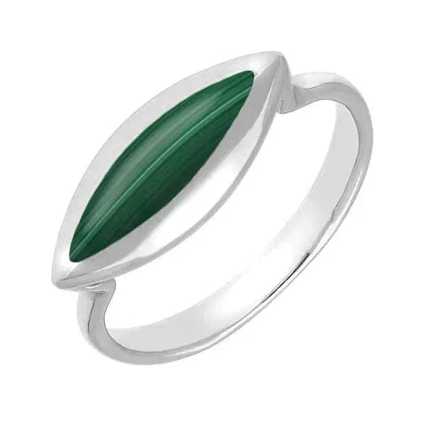 Sterling Silver Malachite Toscana Side Marquise Ring sold by Jura Watches
