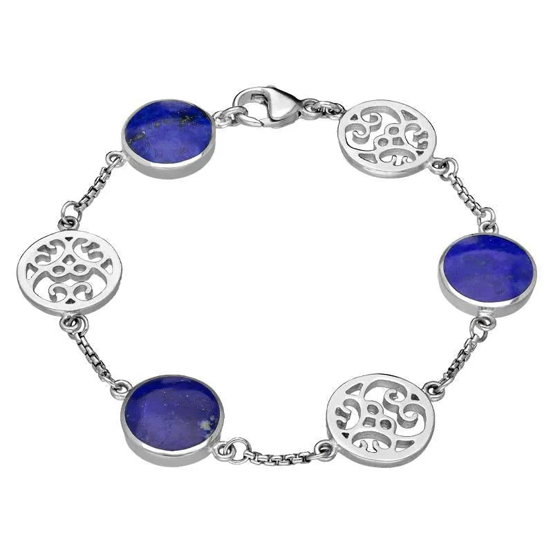 Sterling Silver Lapis Lazuli Flore Filigree Bracelet sold by Jura Watches