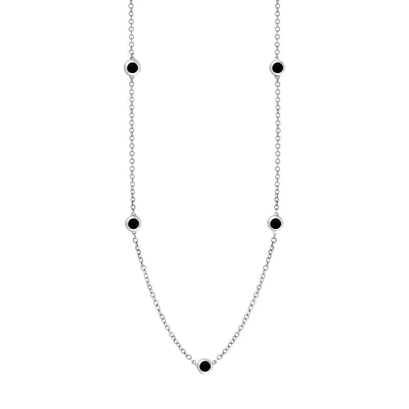Sterling Silver Whitby Jet Heart Link Disc Chain Necklace sold by Jura Watches product image thumbnail 2