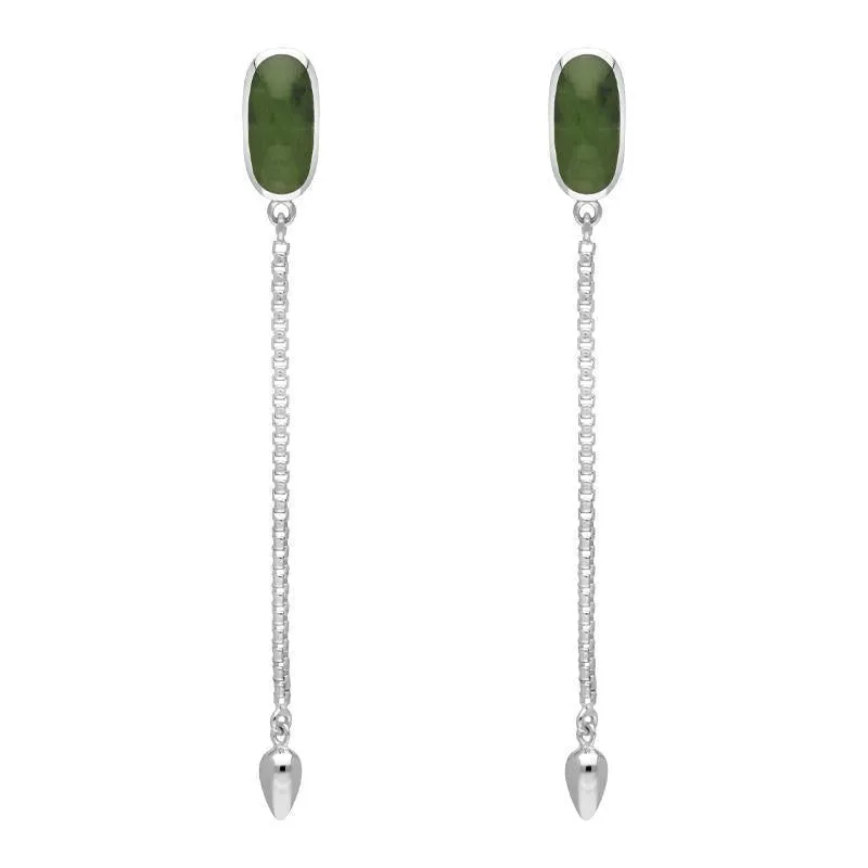 Sterling Silver Jade Lineaire Long Drop Stud Earrings sold by Jura Watches