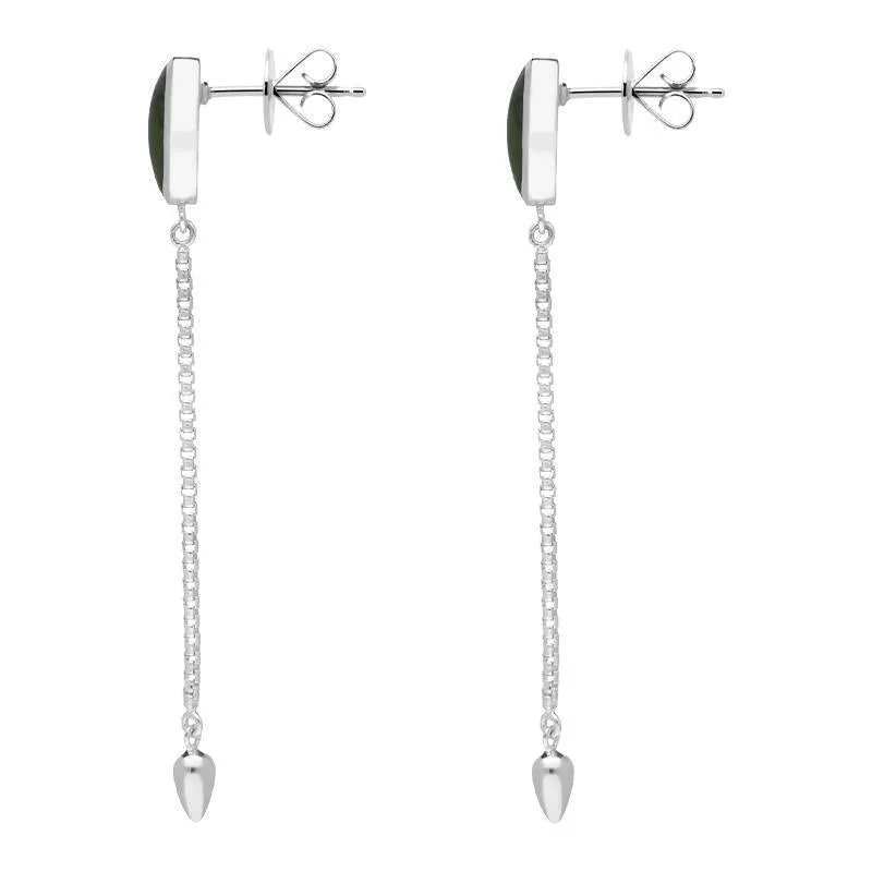 Sterling Silver Jade Lineaire Long Drop Stud Earrings sold by Jura Watches product image thumbnail 2