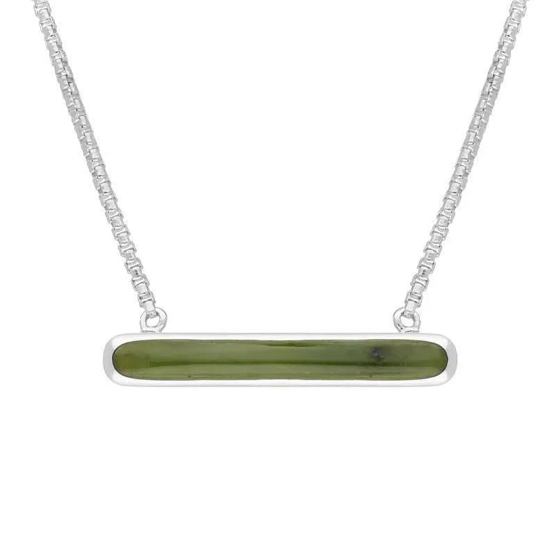 Sterling Silver Jade Lineaire Oval Pendant Necklace sold by Jura Watches