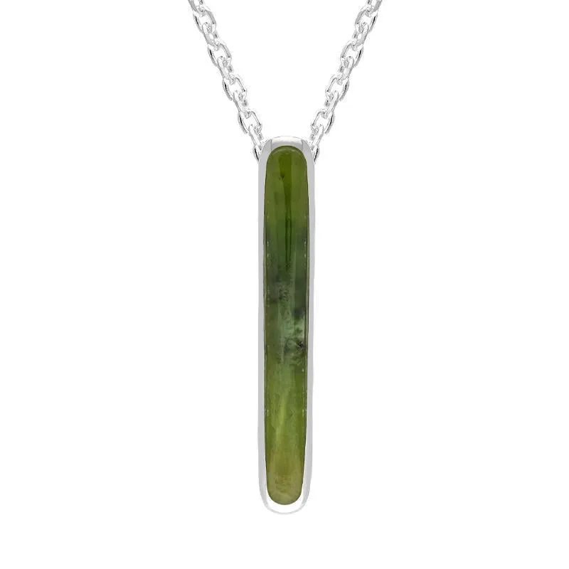 Sterling Silver Jade Lineaire Drop Oval Necklace sold by Jura Watches