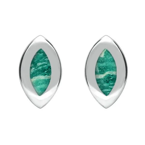 Sterling Silver Amazonite Framed Marquise Stud Earrings sold by Jura Watches