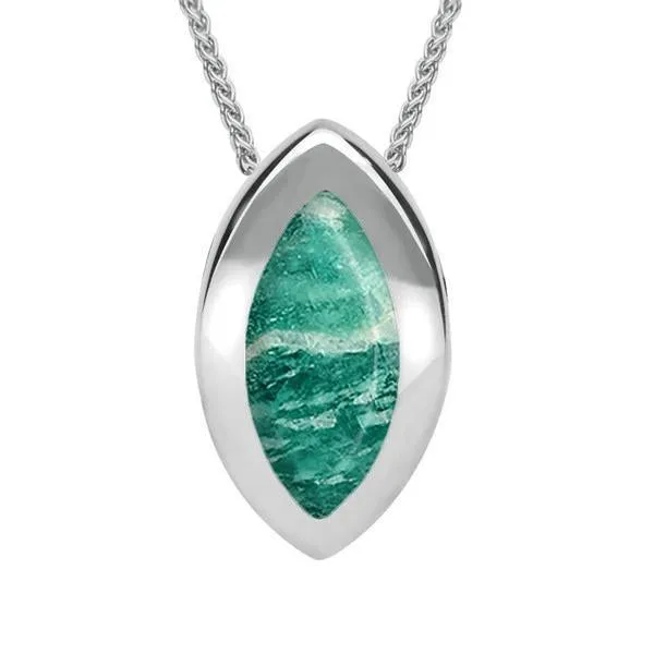 Sterling Silver Amazonite Framed Marquise Necklace sold by Jura Watches