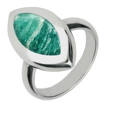 Sterling Silver Amazonite Framed Marquise Ring sold by Jura Watches