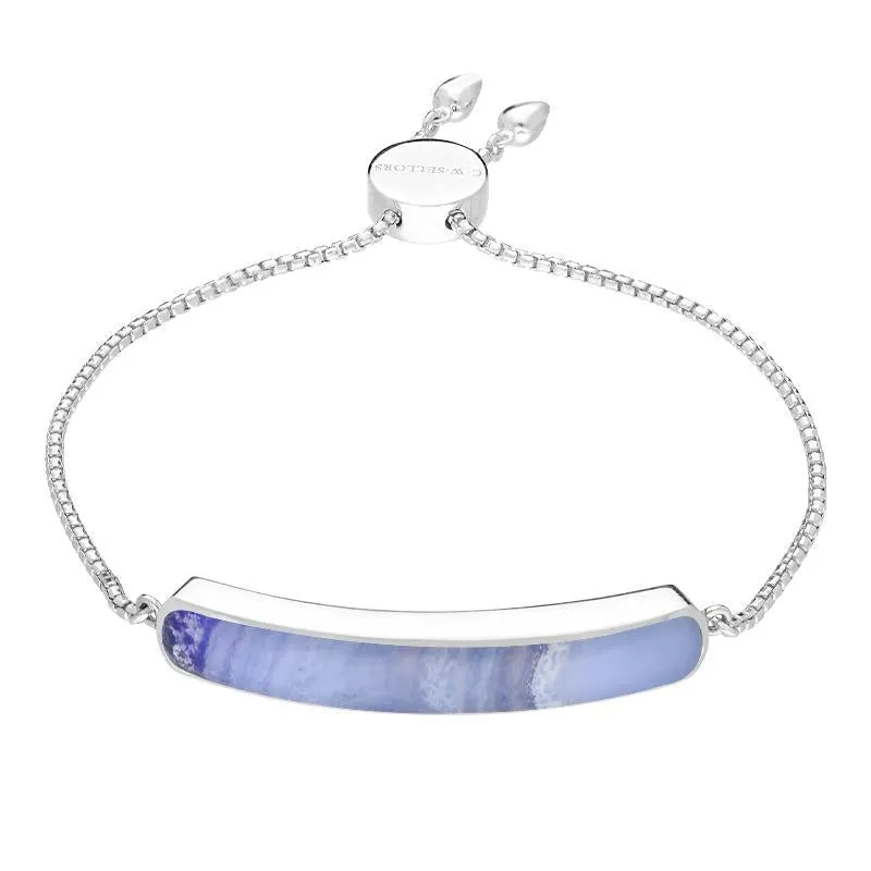 Sterling Silver Blue Lace Agate Lineaire Long Bracelet sold by Jura Watches