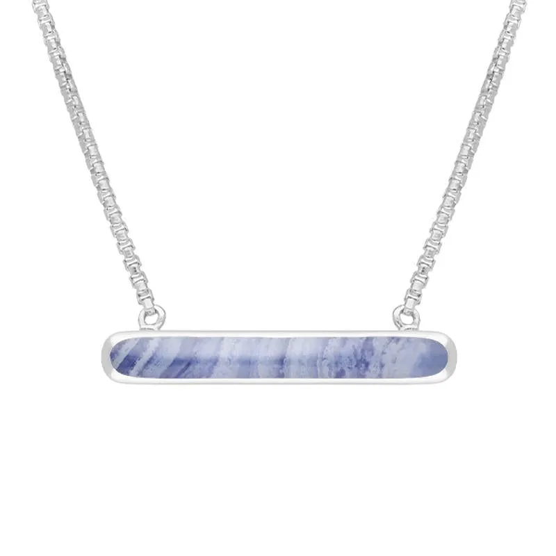 Sterling Silver Blue Lace Agate Lineaire Oval Necklace sold by Jura Watches