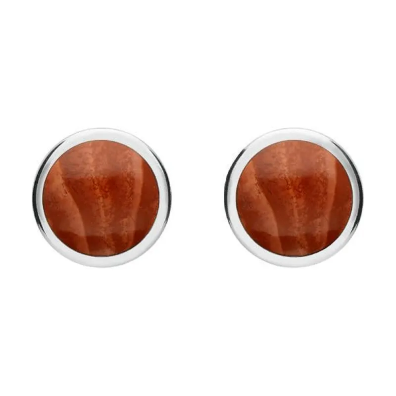 Sterling Silver Jasper Round Stud Earrings sold by Jura Watches