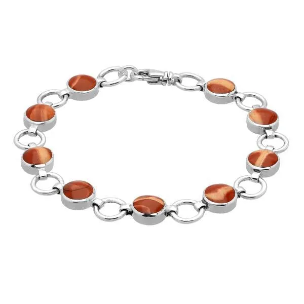 Sterling Silver Jasper Nine Stone Round Ring Bracelet sold by Jura Watches