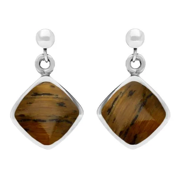 Sterling Silver Tigers Eye Cushion Drop Earrings sold by Jura Watches