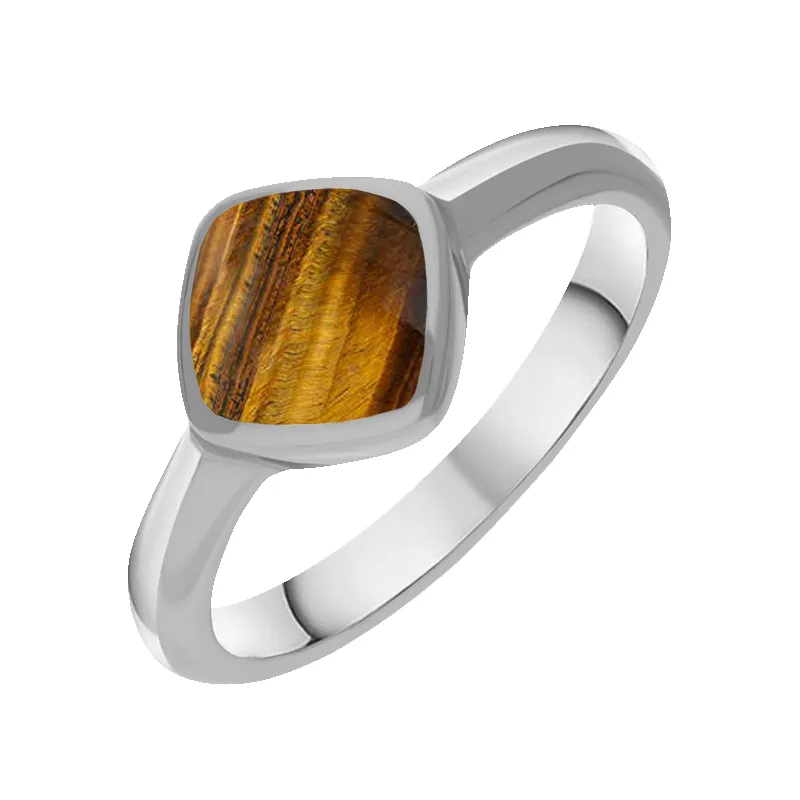 Sterling Silver Tigers Eye Cushion Ring sold by Jura Watches