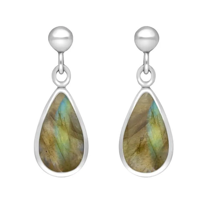Sterling Silver Labradorite Drinky Tear Shaped Drop Earrings sold by Jura Watches