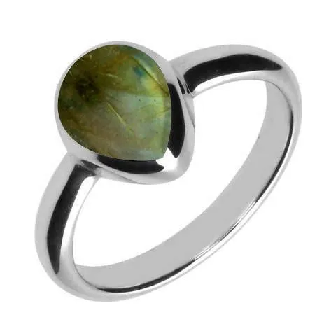 Sterling Silver Labradorite Pear Shaped Ring sold by Jura Watches