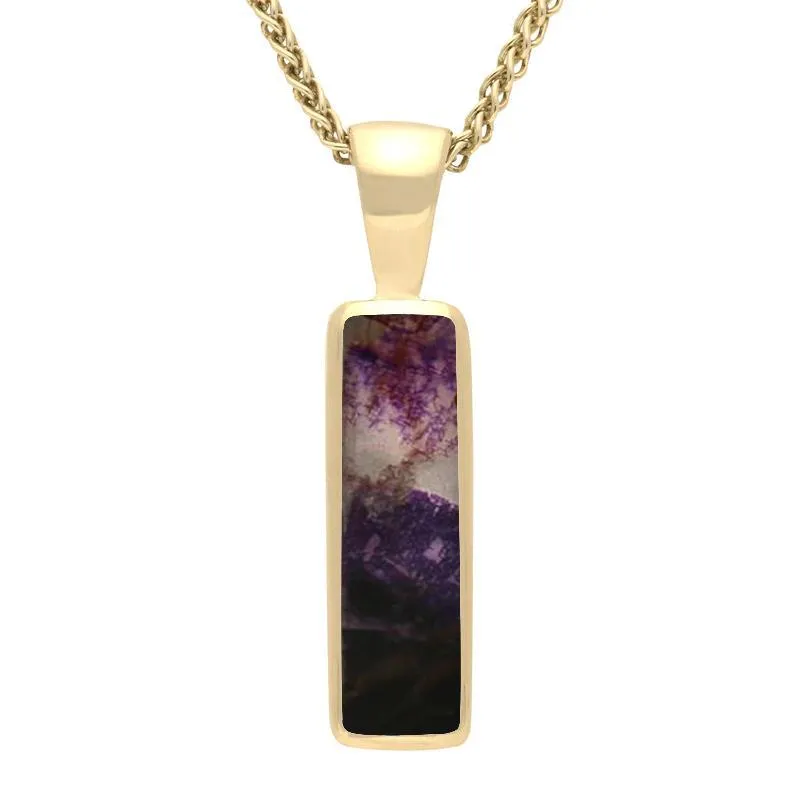 9ct Yellow Gold Blue John Small Oblong Necklace sold by Jura Watches