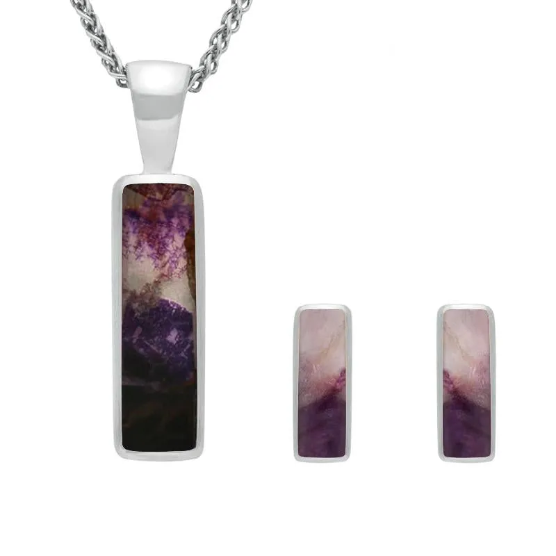 Sterling Silver Blue John Small Oblong Two Piece Set sold by Jura Watches