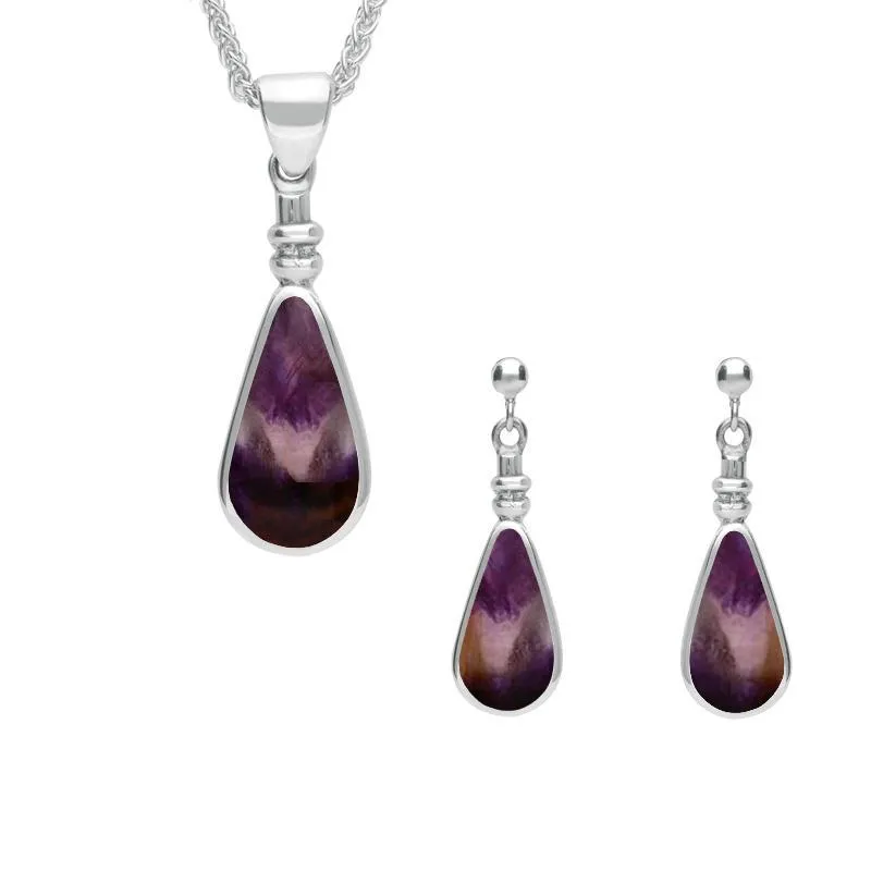 Sterling Silver Blue John Pear Shaped Bottle Top Two Piece Set sold by Jura Watches