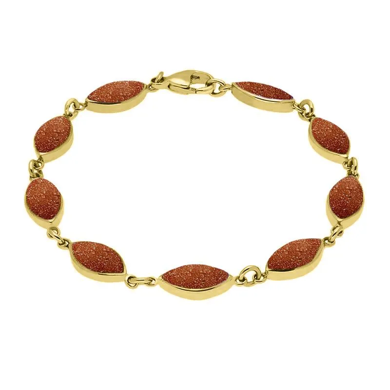 9ct Yellow Gold Brown Goldstone Marquise Bracelet sold by Jura Watches