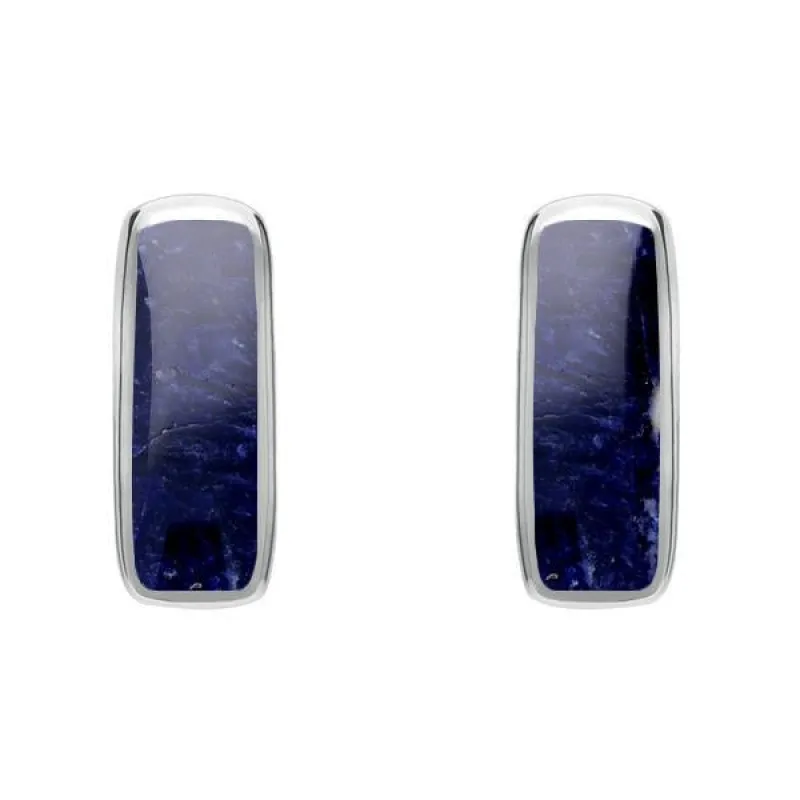 Sterling Silver Sodalite Dinky Oblong Stud Earrings sold by Jura Watches