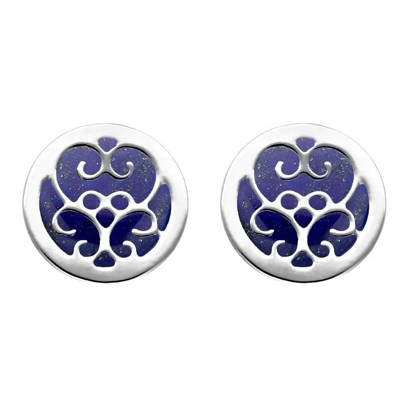 Sterling Silver Lapis Lazuli Flore Filigree Stud Earrings sold by Jura Watches