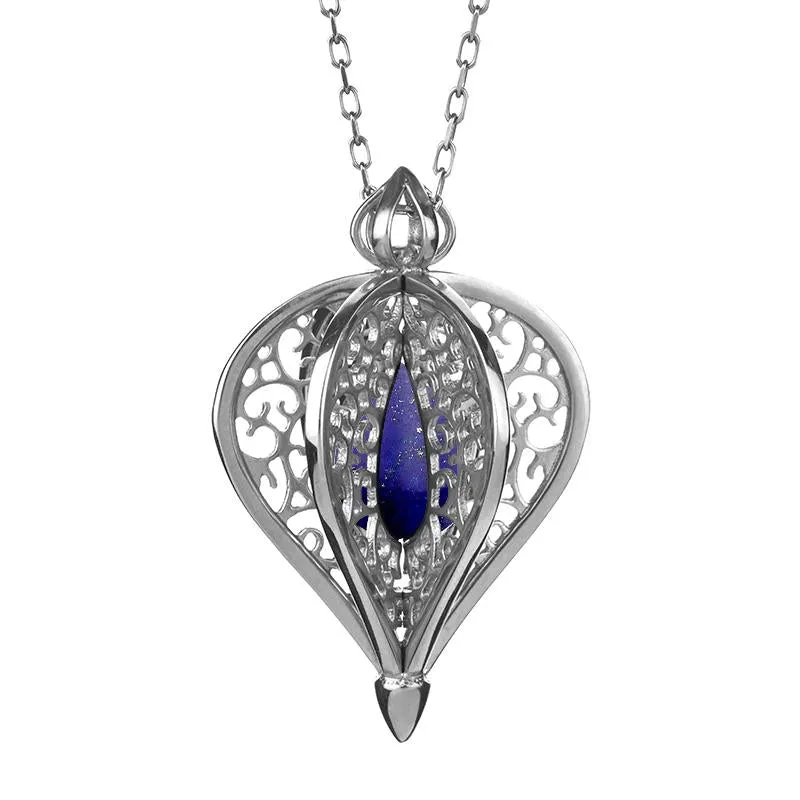 Sterling Silver Lapis Lazuli Flore Filigree Small Necklace sold by Jura Watches