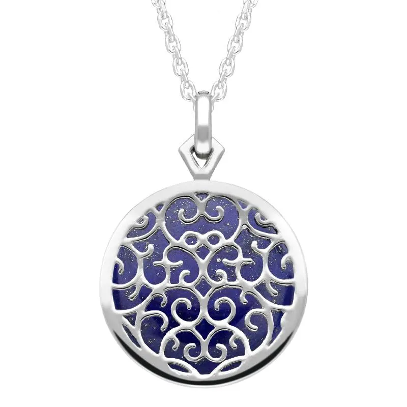 Sterling Silver Lapis Lazuli Flore Filigree Necklace sold by Jura Watches
