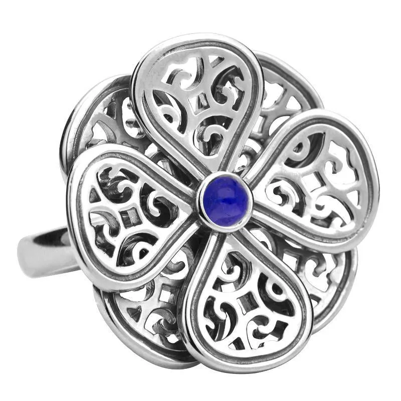 Sterling Silver Lapis Lazuli Flore Eight Petal Flower Ring sold by Jura Watches