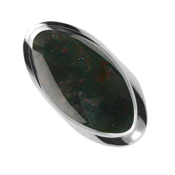 Sterling Silver Bloodstone Large Oval Statement Ring sold by Jura Watches