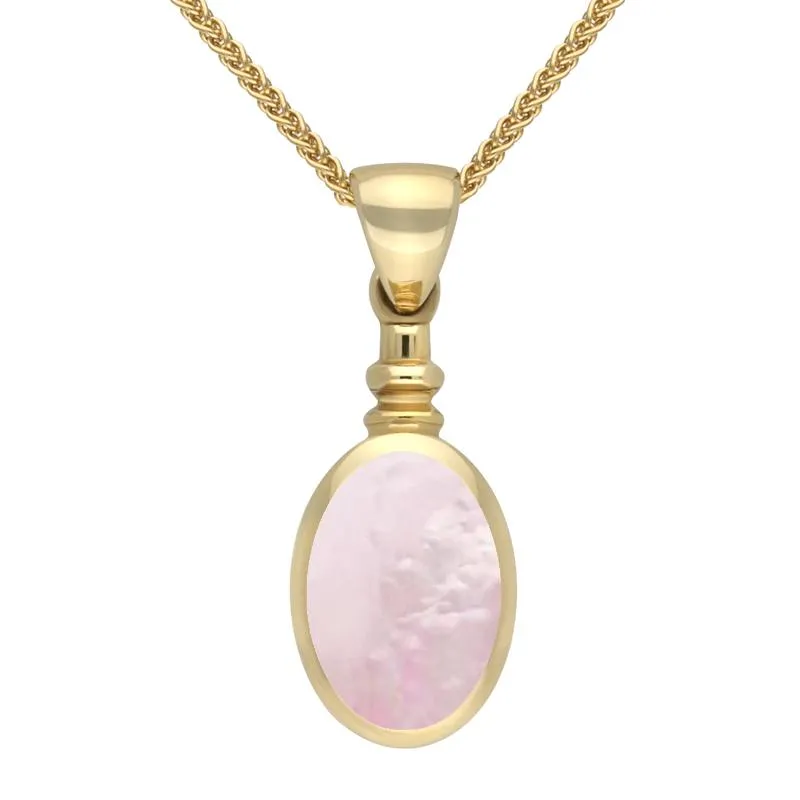 9ct Yellow Gold Pink Mother Of Pearl Bottletop Necklace sold by Jura Watches