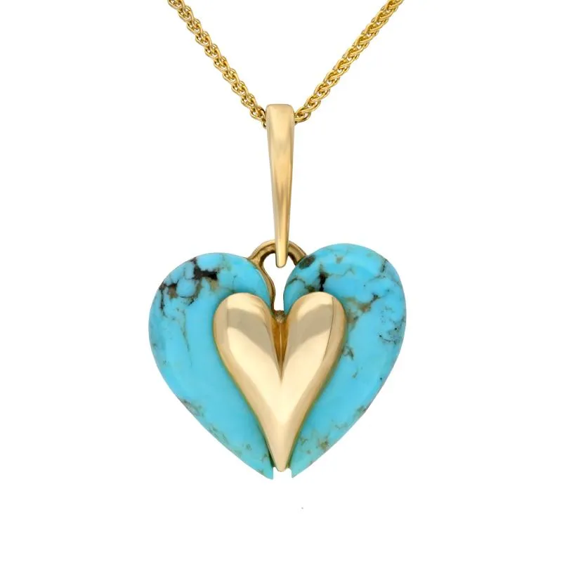 9ct Yellow Gold Turquoise Carved Heart Necklace sold by Jura Watches