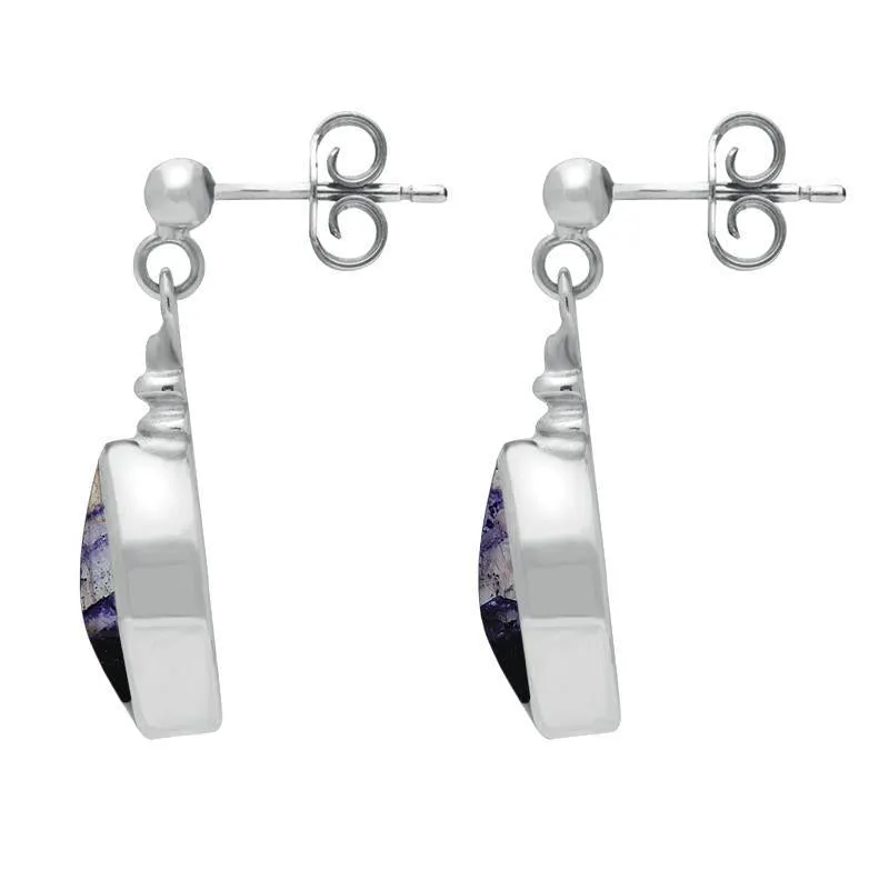 Sterling Silver Blue John Oval Bottletop Drop Earrings sold by Jura Watches product image thumbnail 2