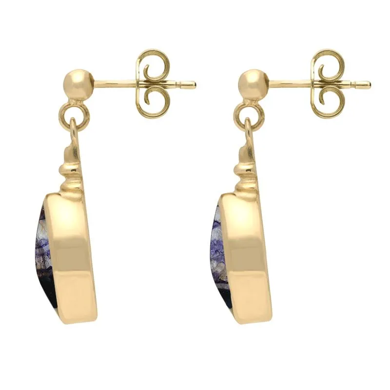 9ct Yellow Gold Blue John Oval Bottletop Drop Earrings sold by Jura Watches product image thumbnail 2
