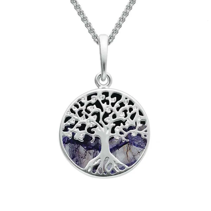 Sterling Silver Blue John Small Round Tree Of Life Necklace sold by Jura Watches