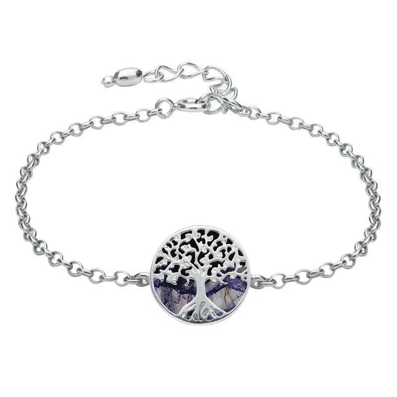 Sterling Silver Blue John Round Tree of Life Chain Bracelet sold by Jura Watches